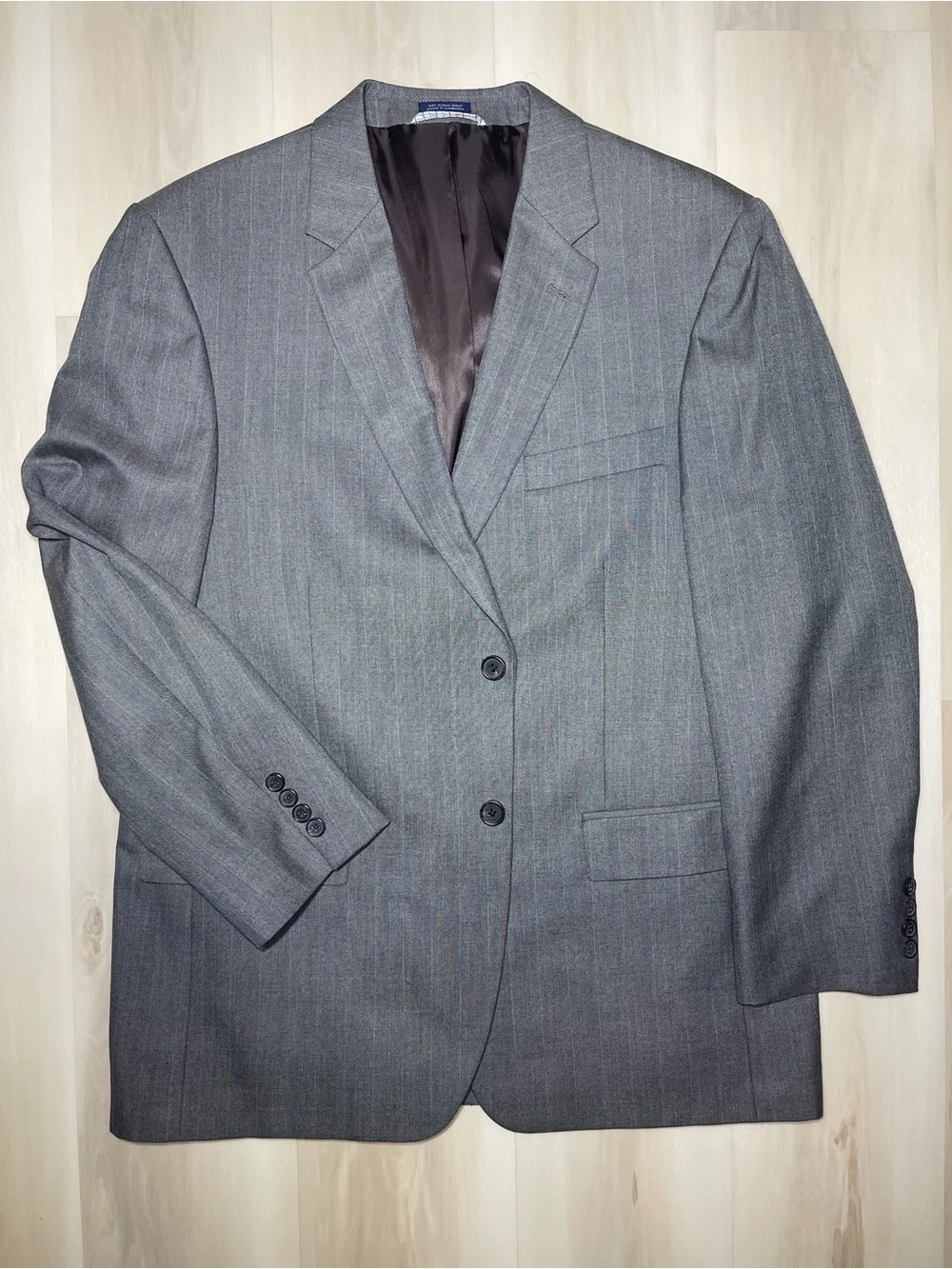 Saddlebred Blazer 44R Classic Gray Shadow Pinstripe 2 Button Jacket Sports Coat